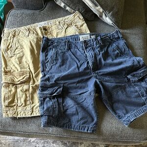 Abercrombie & Fitch Blue and Tan Cargo Shorts 2 pair